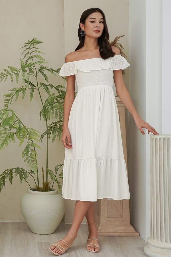 Sunshine State Eyelet Smock Maxi Dress White