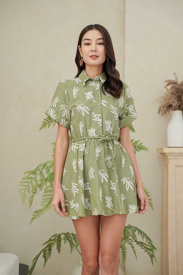 Fern Freshness Embroidery Shirt Dress