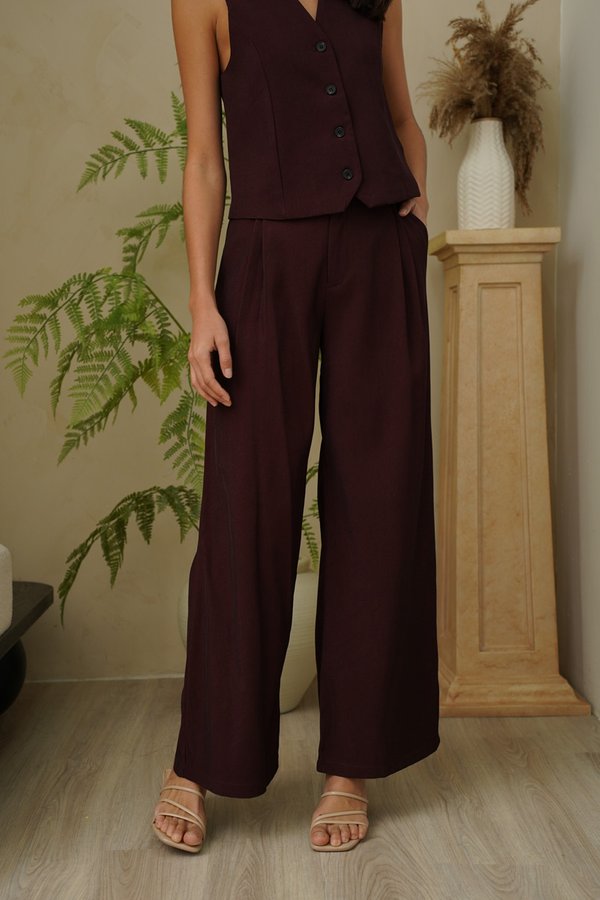 Powers Vested in Me Palazzo Pants Burgundy Red