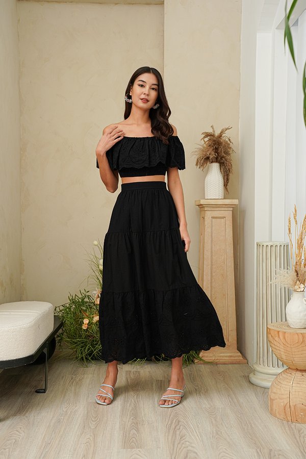 Sweet Summer Reminders Smocked Crop Top Black