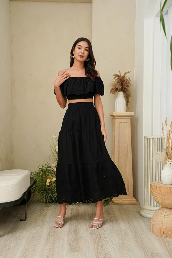 Sweet Summer Reminders Smocked Crop Top Black