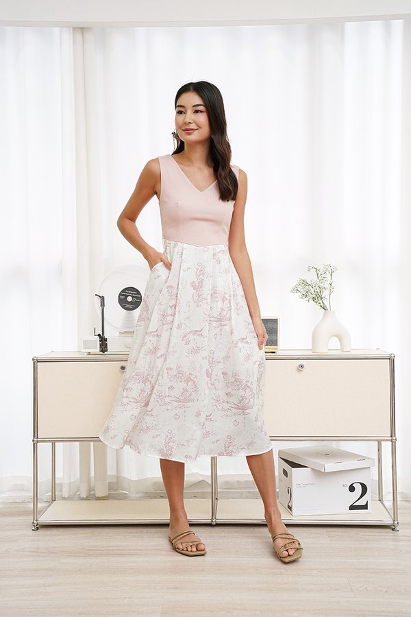 Aquatic Toile Koi Hybrid Dress Pink