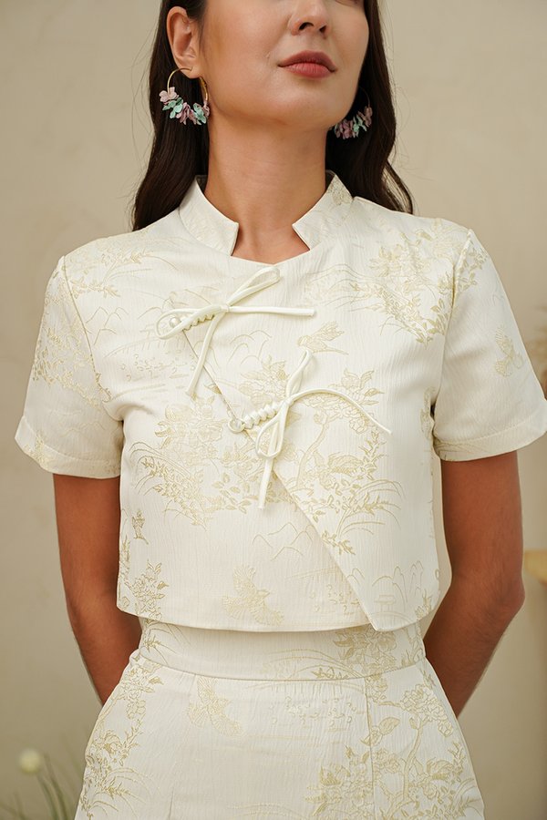 Toile Peaks and Valleys Modern Hanfu Top Champagne