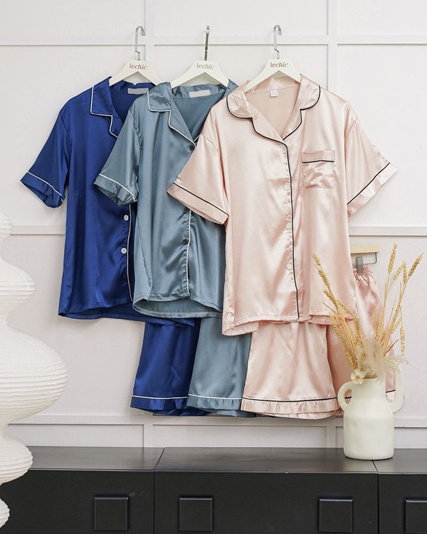 Nestled Chemisier en Soie Nursing Button PJ Set Pink