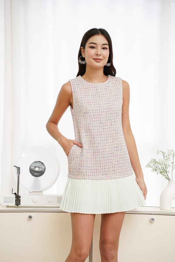 Thing of Boucle Beauty Pleated Pastels Dress Pink