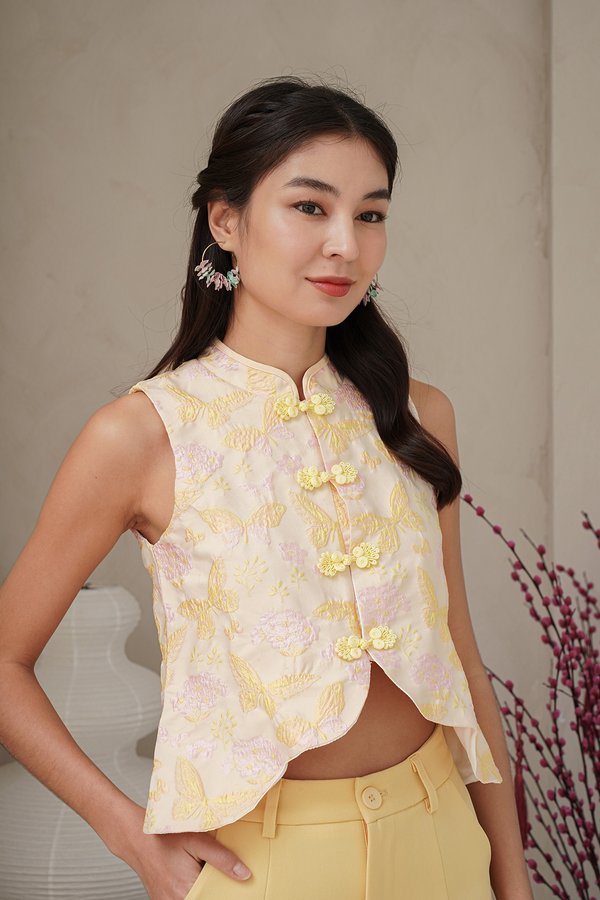 Grandeur of Spring Oriental Vest Top Yellow