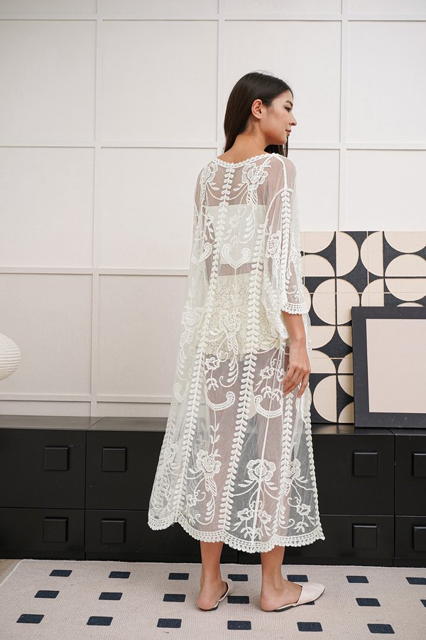 McQueen Embroidered Longline Crochet Coverup