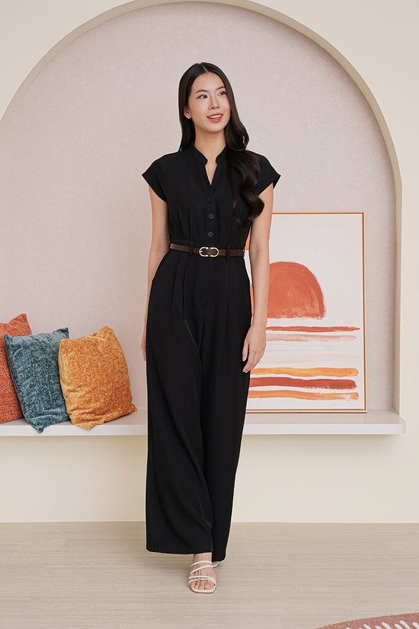 Utterly Unmatched Shirt Jumpsuit Black
