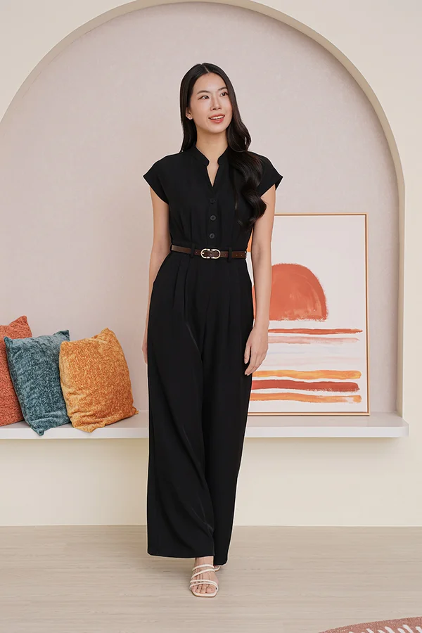 Utterly Unmatched Shirt Jumpsuit Black
