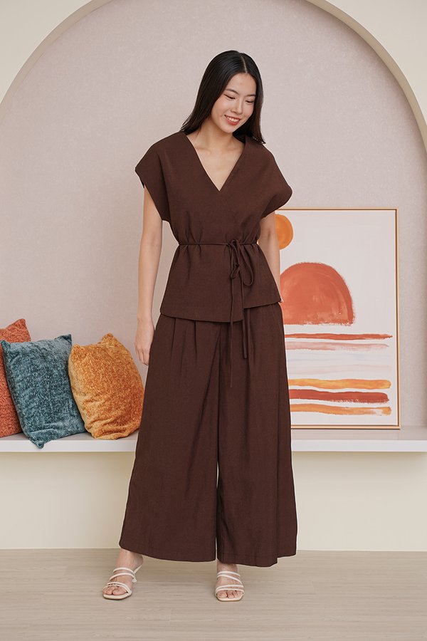 Unparalleled Parity Pleated Palazzo Pants Dark Brown