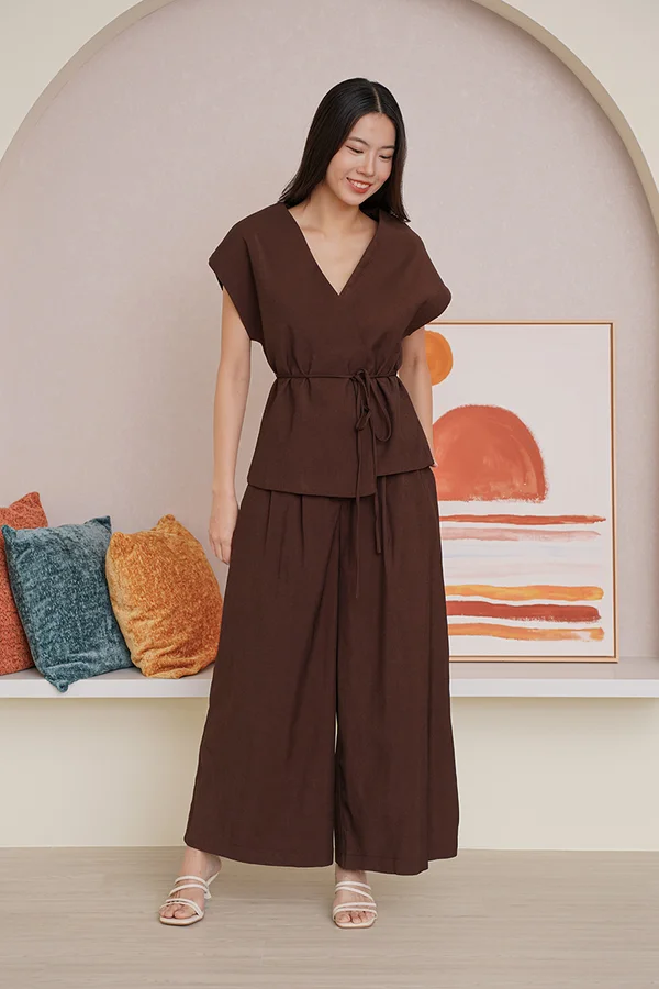 Unparalleled Parity Pleated Palazzo Pants Dark Brown