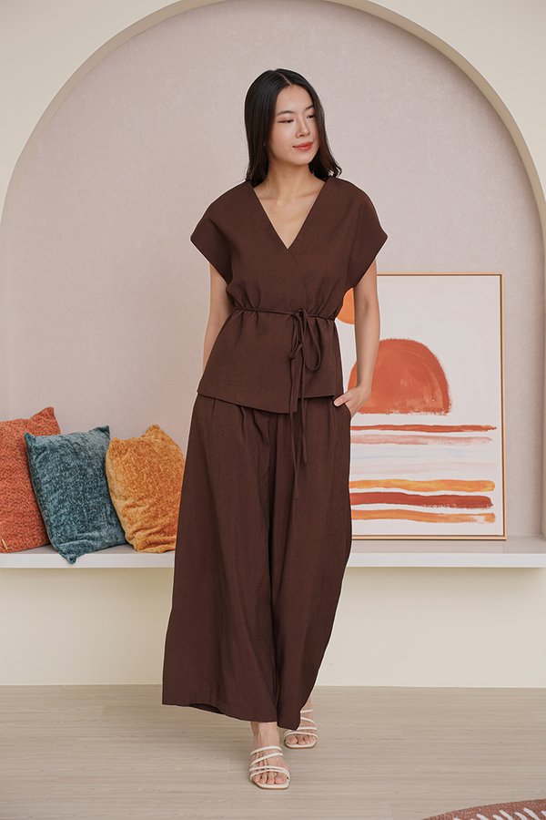 Unparalleled Parity Pleated Palazzo Pants Dark Brown