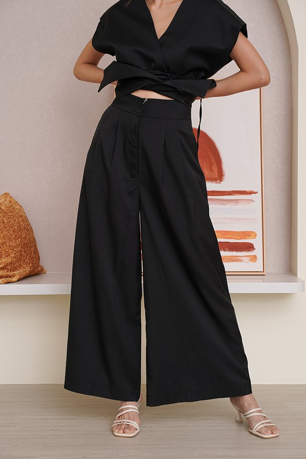 Unparalleled Parity Pleated Palazzo Pants Black