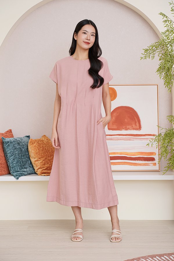 Tent-ative to Pleats Pocket Tent Maxi Dress Pink