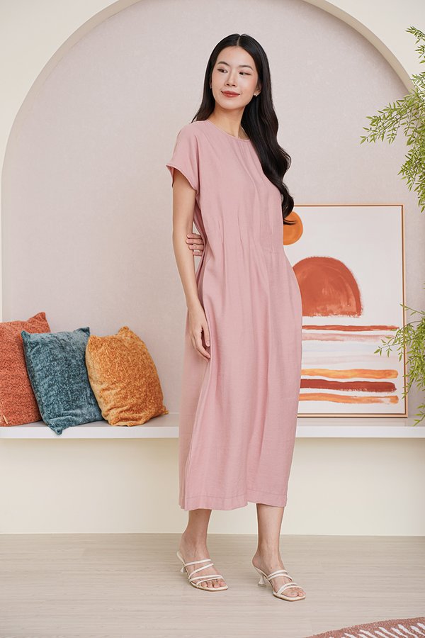 Tent-ative to Pleats Pocket Tent Maxi Dress Pink