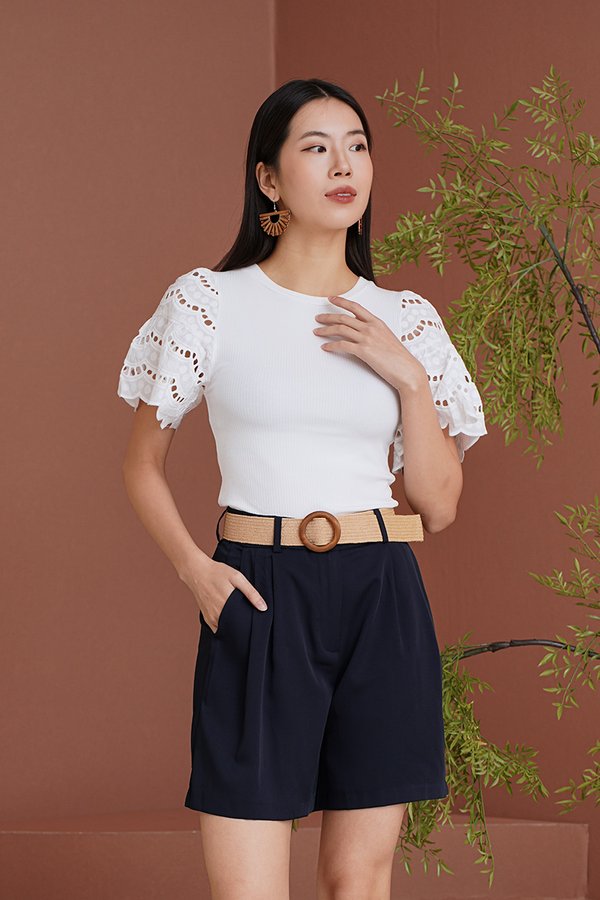 Belted Tendencies Pocket Longline Shorts Navy Blue