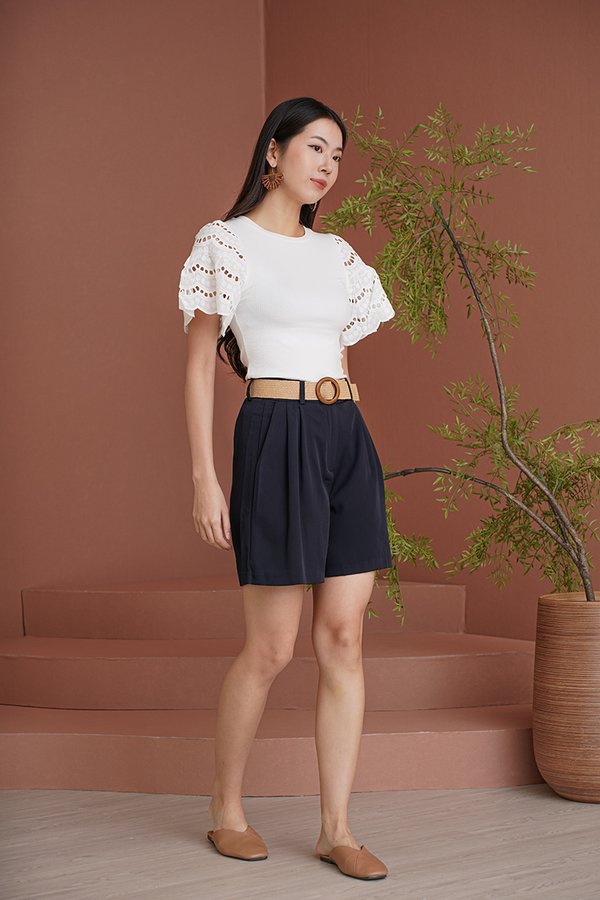 Embroider L'Amour Ribbed Knit Top White