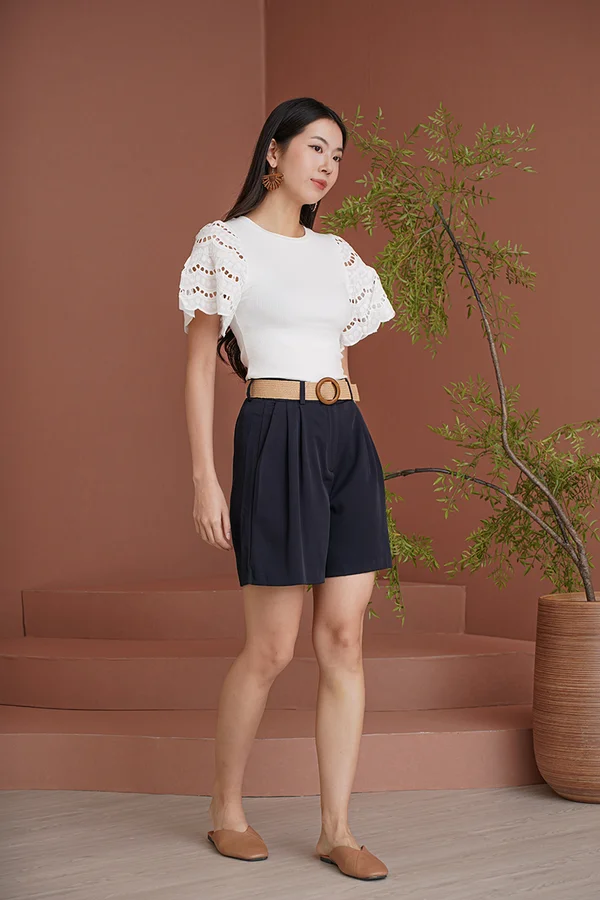 Embroider L'Amour Ribbed Knit Top White