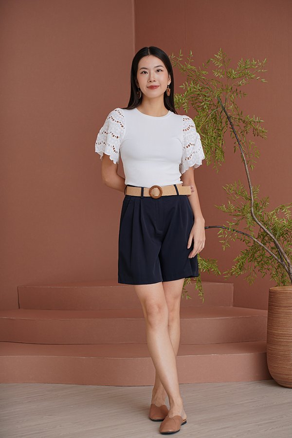 Belted Tendencies Pocket Longline Shorts Navy Blue