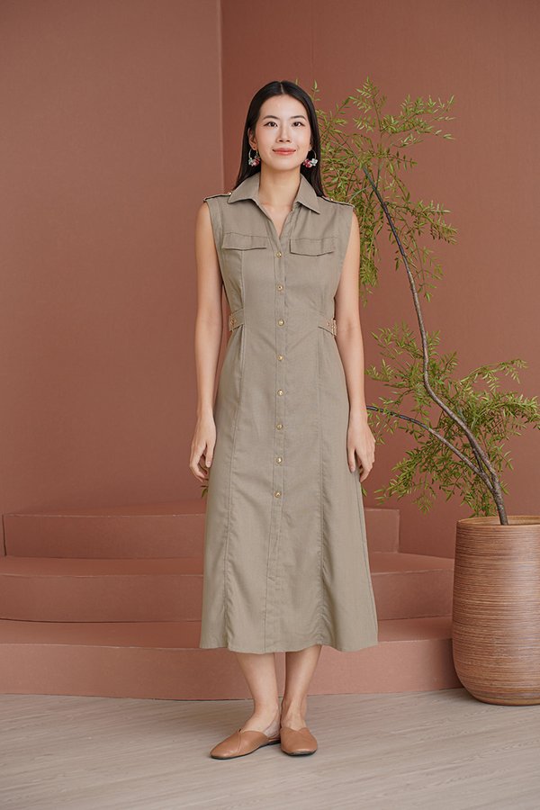 Right Loop Right Time Maxi Shirt Dress Greige