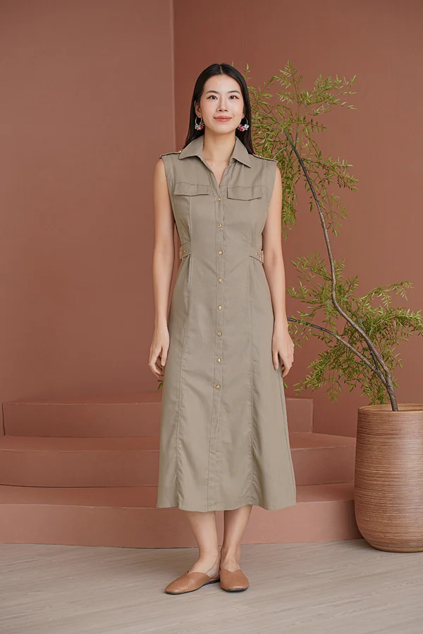 Right Loop Right Time Maxi Shirt Dress Greige