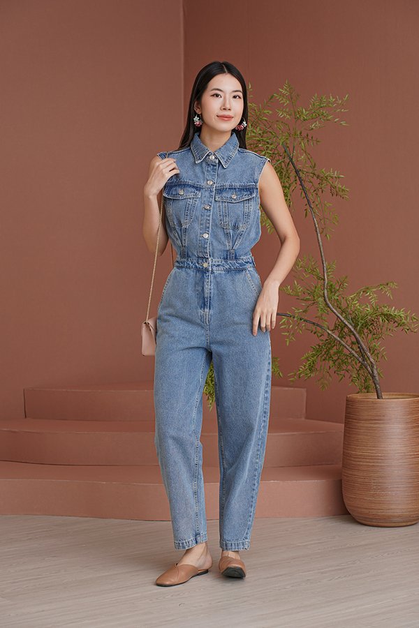 Dreams Come Blue Denim Utility Jumpsuit