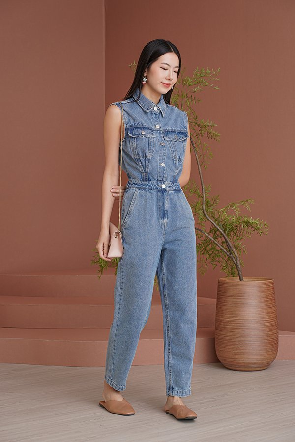 Dreams Come Blue Denim Utility Jumpsuit
