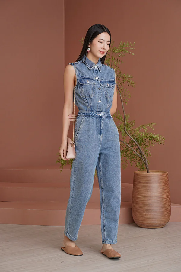 Dreams Come Blue Denim Utility Jumpsuit