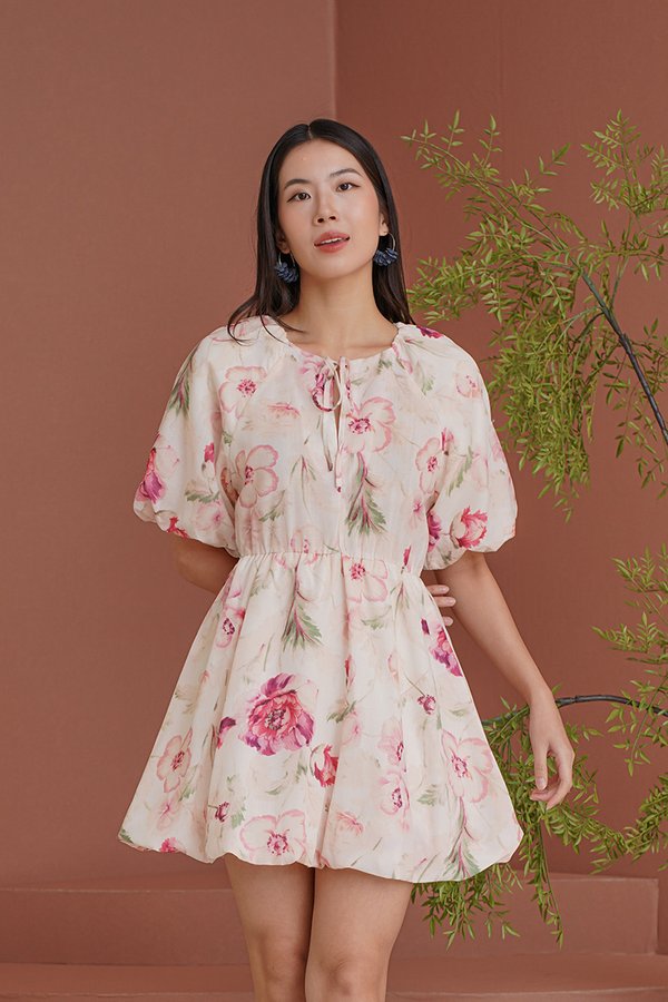 Pink Floral Season Blouson Dress