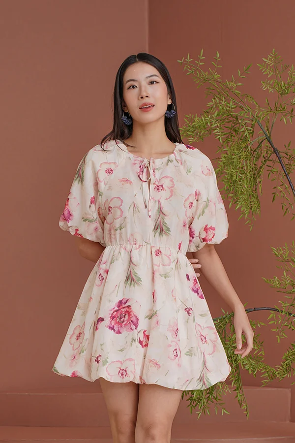 Pink Floral Season Blouson Dress
