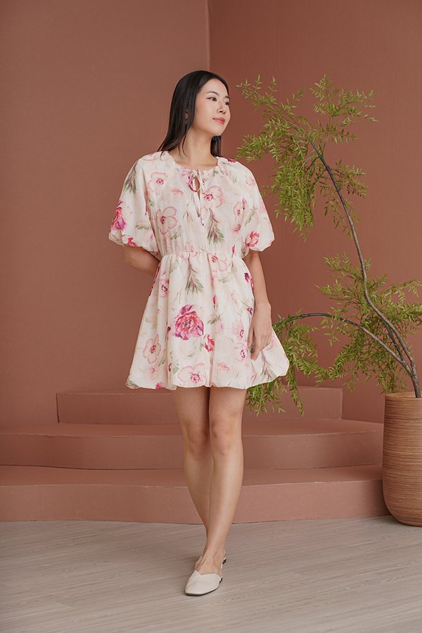 Pink Floral Season Blouson Dress