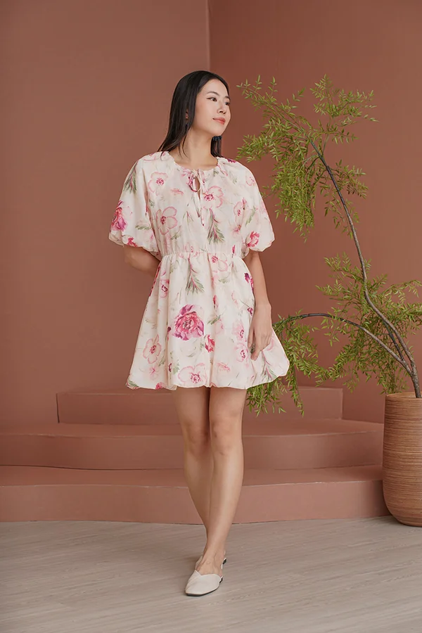 Pink Floral Season Blouson Dress