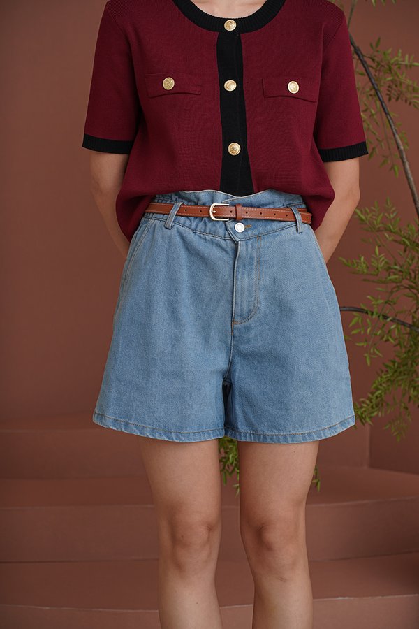 Bag That Waistline Paperbag Denim Shorts Midwash