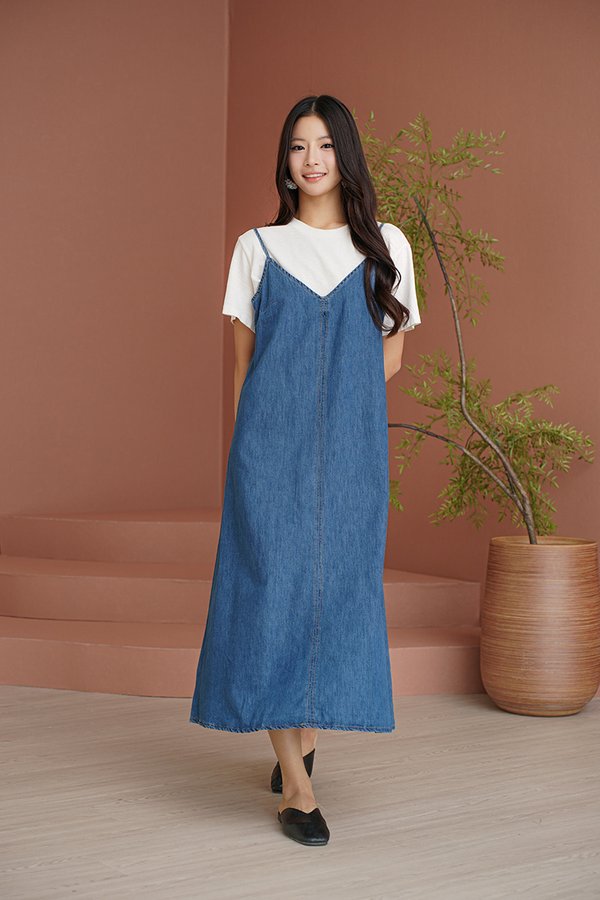 Slip On And Go Denim Slip Dress
