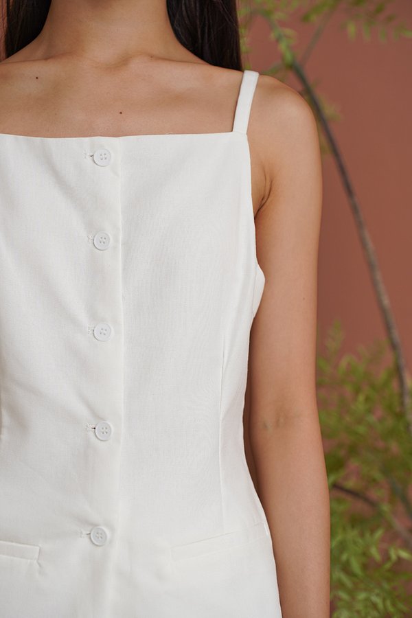 Couture Curtsy Linen Button Waistcoat White
