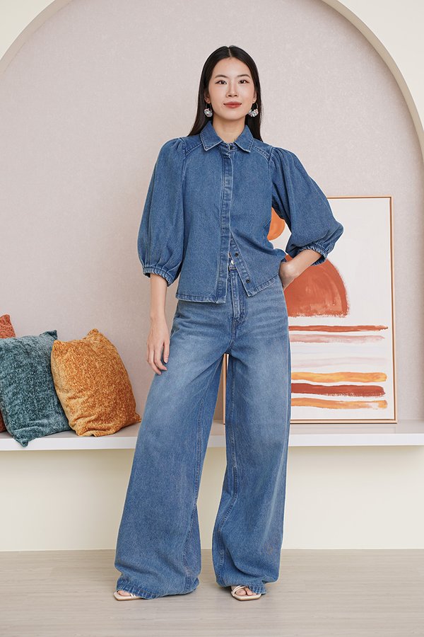 She's A Looker Wide Leg Denim Jeans Darkwash