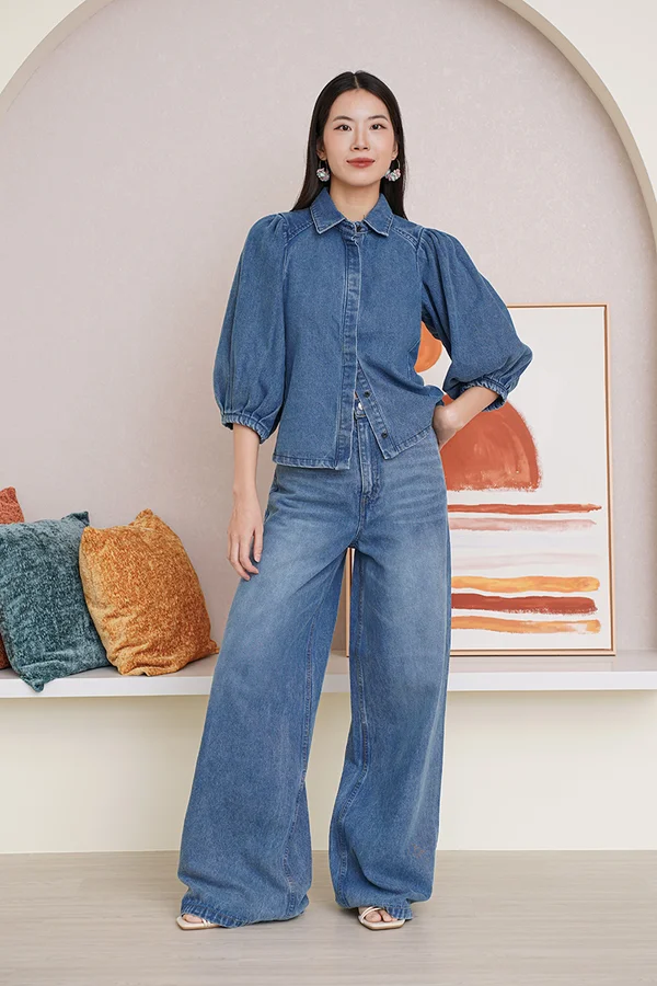 She's A Looker Wide Leg Denim Jeans Darkwash