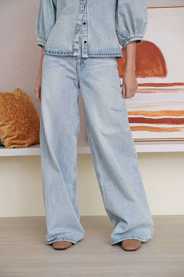 She's A Looker Wide Leg Denim Jeans Lightwash