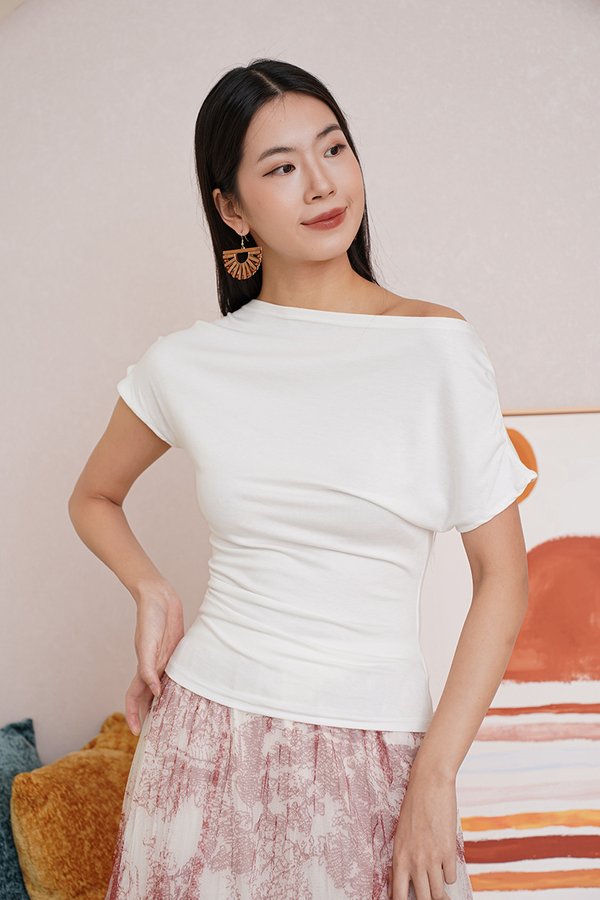 Depths of Drapes V2 Ruched Tee White