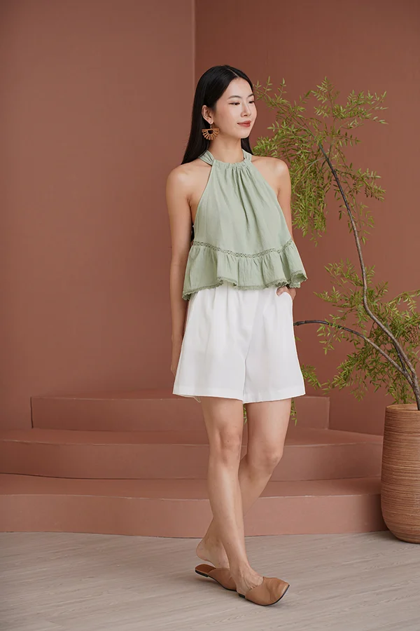 Belted Tendencies Pocket Longline Shorts White