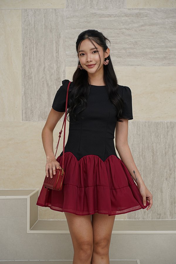 Tulleworthy Two Tone Dress Red