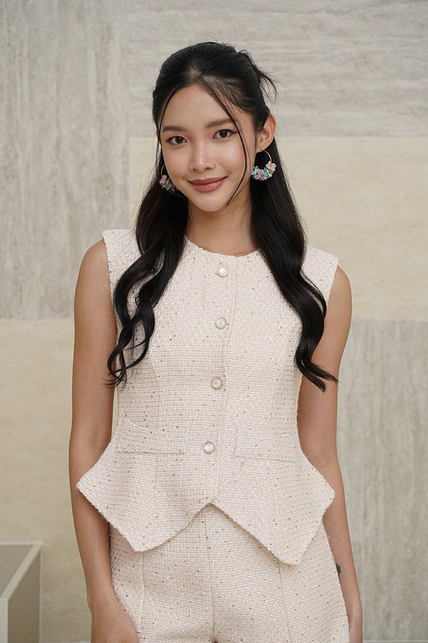 The Tweed Times Button Waistcoat Blush