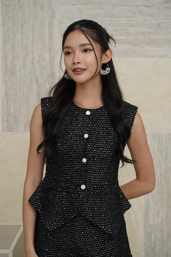 The Tweed Times Button Waistcoat Black