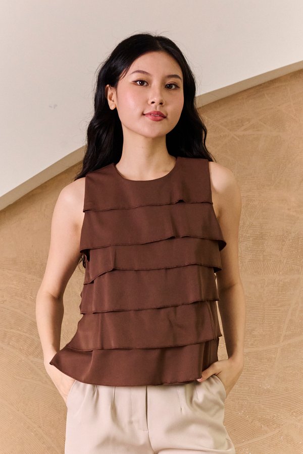 Vive La Ruffles Tier Layer Top Brown