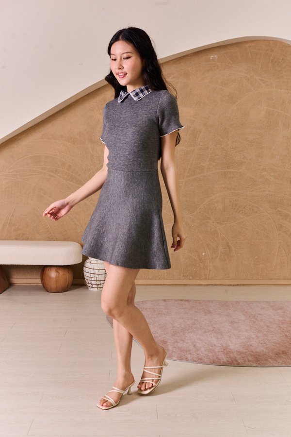 Workwear Down Plaid Knit Dress