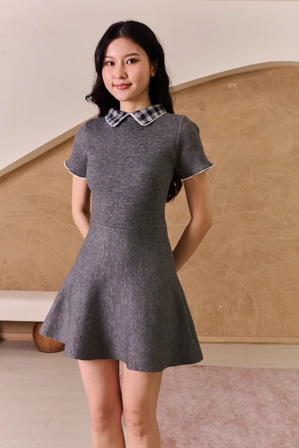 Workwear Down Plaid Knit Dress
