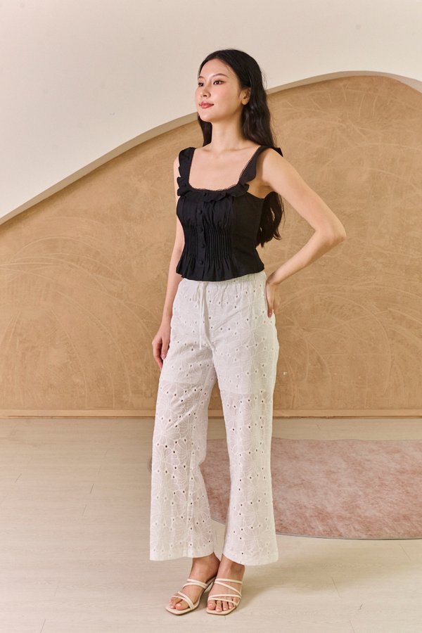 Pintucked Thoughts Padded Top Black