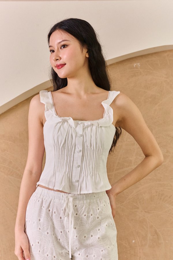 Pintucked Thoughts Padded Top White