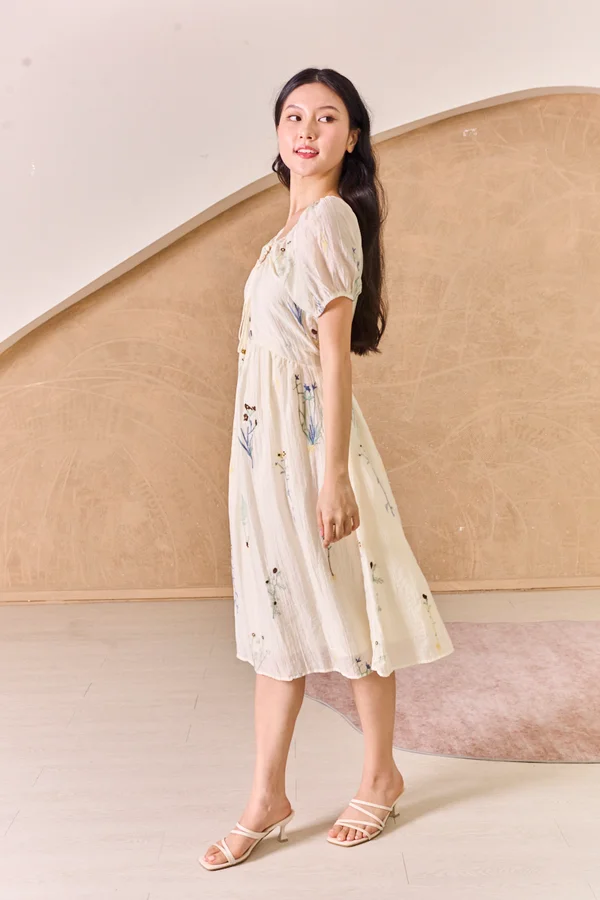 Stroll Full of Flowers Broderie Midi Dress
