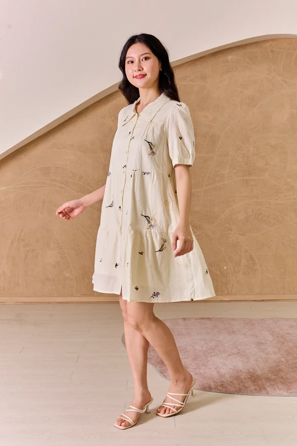 Broderie Amour Embroidered Tier Shirt Dress